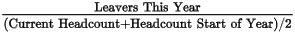 Formula: turnover calculation displayed as an equation