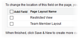 Screenshot: set page layouts