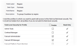Screenshot: set field-level security
