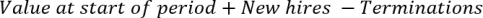 Value at end of period calculation