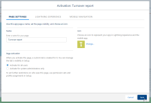 Screenshot: activating the turnover report lightning page