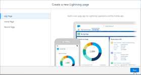Screenshot: add a new lightning page