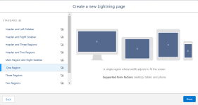 Screenshot: select layout for the lightning page