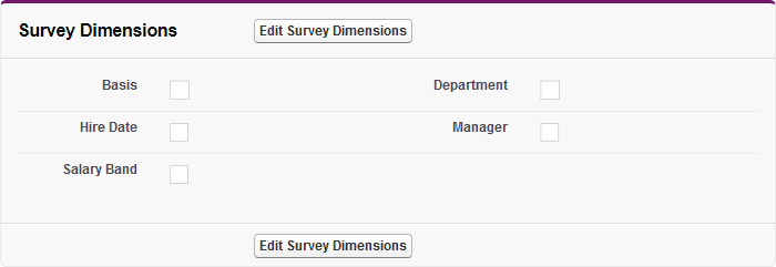 Screenshot: survey dimensions related list