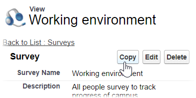 Screenshot: copy survey