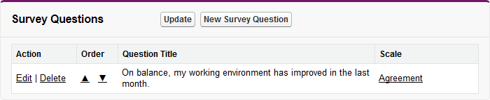 Screenshot: survey questions