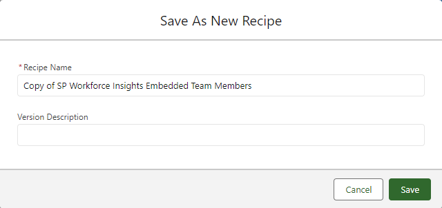 Screenshot: Save As New Recipe dialog
