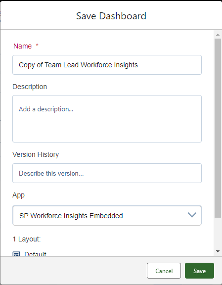 Screenshot: Save Dashboard dialog