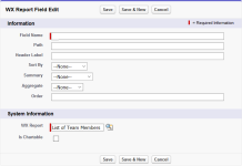 Screenshot: WX Report Field Edit page