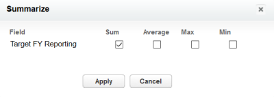 Screenshot: summarize this field options