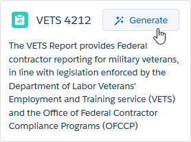 Screenshot: Selecting the Generate button for the VETS 4212 report