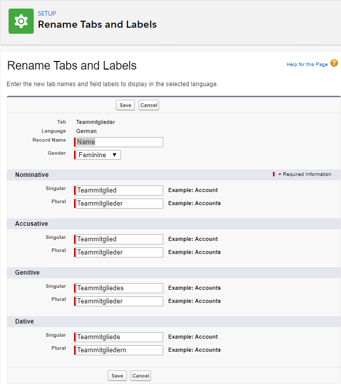 Rename Tabs and Labels page in edit mode for German