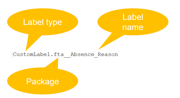 Annotated screenshot pointing out the parts of the key for a custom label