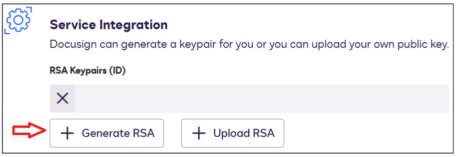 Docusign Generate RSA button.
