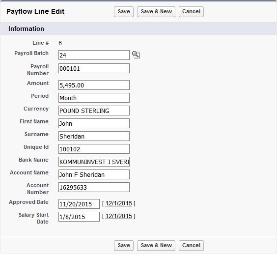 Screenshot: Payflow Line edit page