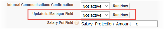 Screenshot: Update Is Manager Field field on the HCM package configuration page