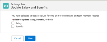 Screenshot: Update Salary and Benefits page