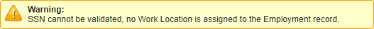 Screenshot: Social Security Number cannot be validated error