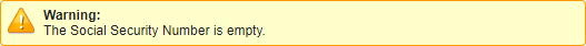 Screenshot: Social Security Number is empty error