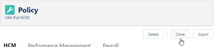 Screenshot: Selecting Clone in Policy details