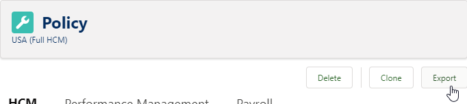 Screenshot: Selecting Export on a Policy details page