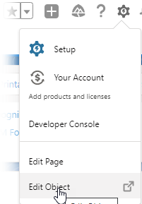 Screenshot: Selecting Edit Object from the Setup menu