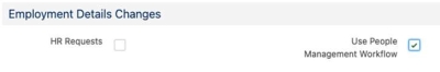 Screenshot: Policy options showing People Management Workflow is active