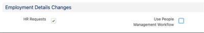 Screenshot: Policy options showing legacy HR Requests process is active