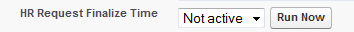 Screenshot: HR Request Finalize Time setting on the HCM package Configure page