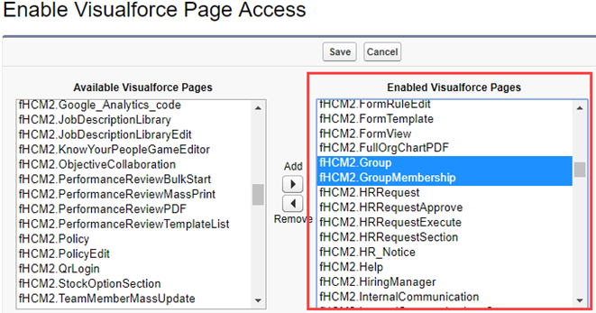 Screenshot of Enable Visualforce Page Access page