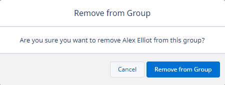 Screenshot of Remove from Group "Are you sure" message