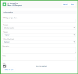 Screenshot: Creating a new HR request type