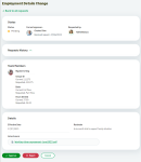 Screenshot: Employment change request for approval