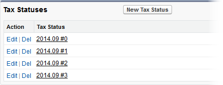 Screenshot: Related List with multiple tax status records