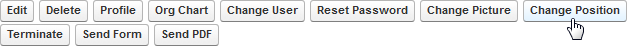 Button set on the Team Member Detail page, with the cursor on the Change Position button