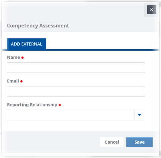 Screenshot: Add External Assessor view