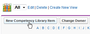 Screenshot: The cursor on New Competency Library Item button