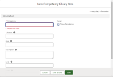 Screenshot: New Competency Library item screen