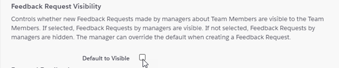 Screenshot: Feedback Request Visibility on the Performance Management package configuration page
