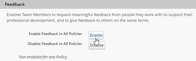 Screenshot: Enable Feedback in all Policies option on Performance Management configuration page