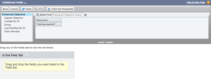 Screenshot: Field Set Edit page for the Additional Fields object