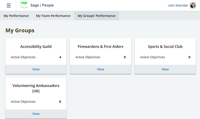 Screenshot: My Groups dashboard