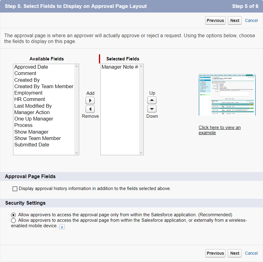 Screenshot: Step 5 of New Approval Process wizard