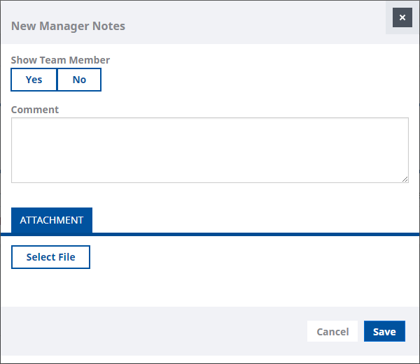 Screenshot: New Manager Notes view