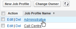 Screenshot: Selecting a Job Profile from a list view in the HR Manager portal