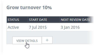 Screenshot: View Details link for an Objective