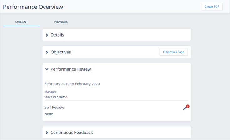 Screenshot: Performance Overview Detail page