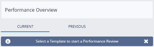 Screenshot: Select a Template prompt on the Performance Overview page