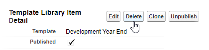 Screenshot: Delete button on the Template Library Item Detail page