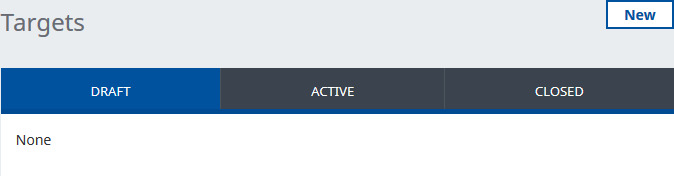 Screenshot: Targets Detail view with no Draft targets